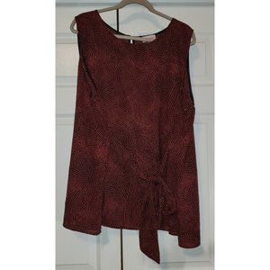 Molly & Isadora Kara Tie Front Sleeveless Blouse - Black & Red Dots - 4x - NWT